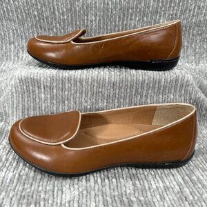 Dansko Brown Leather Flats with Cream Trim